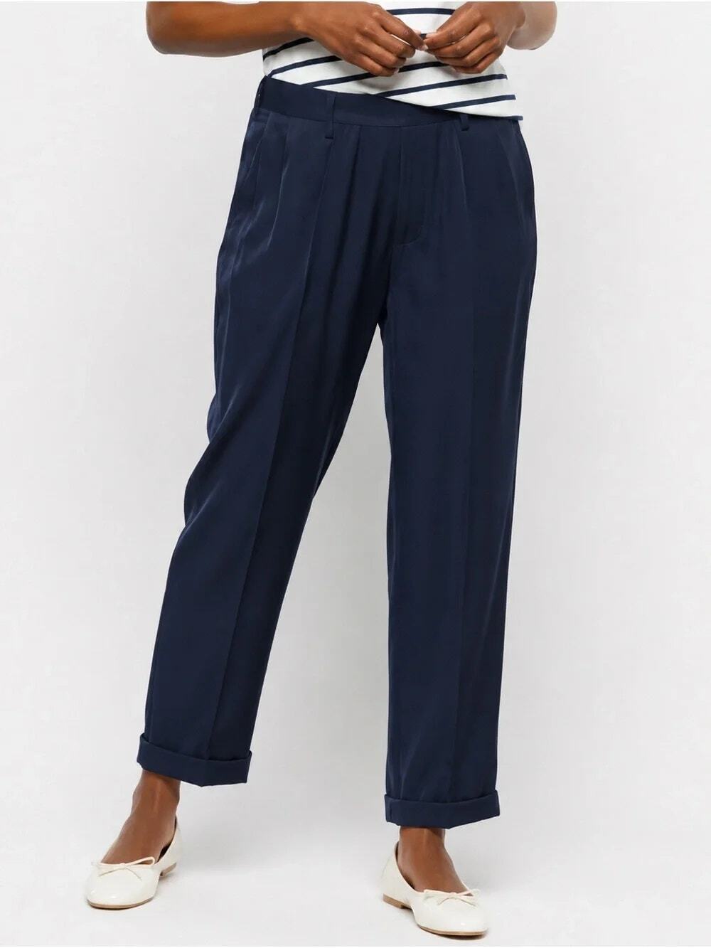 Pistola Navy Blue Eleanor Estate High Rise Straight Trouser Pants Women's Medium